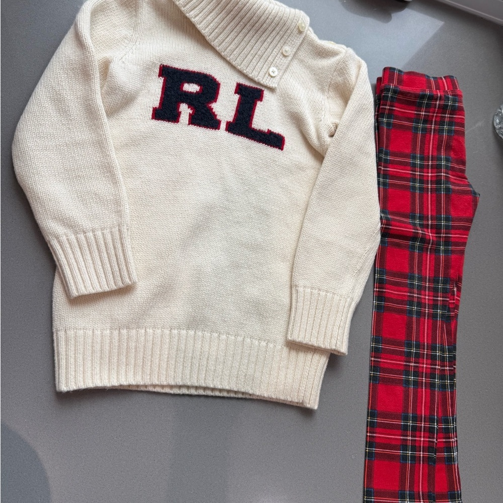 Polo by Ralph Lauren Cream Sweater with Navy Letters - Picture 2 of 12